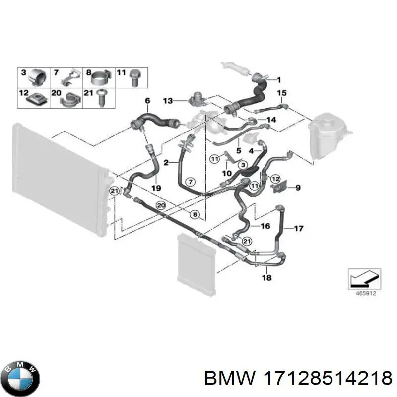 Mangueira (cano derivado) do radiador de esfriamento superior BMW 17128514218 preço, a partir de 62,43 USD