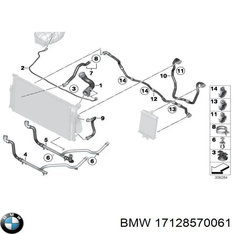 Mangueira superior do tanque de expansão BMW 17128570061 preço, a partir de 34,34 USD