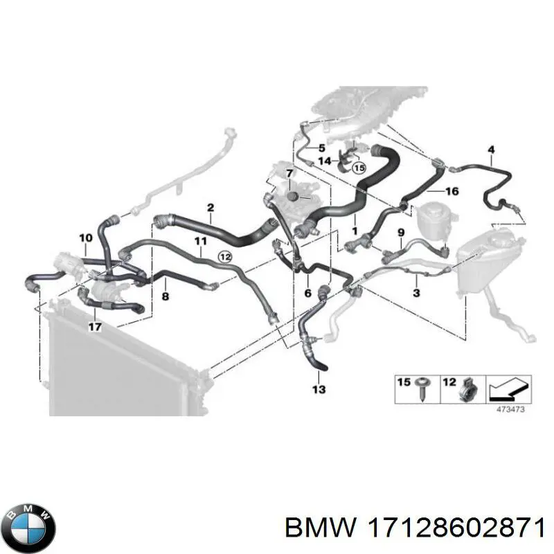 Mangueira (cano derivado) do radiador de esfriamento superior BMW 17128602871 preço, a partir de 86,03 USD