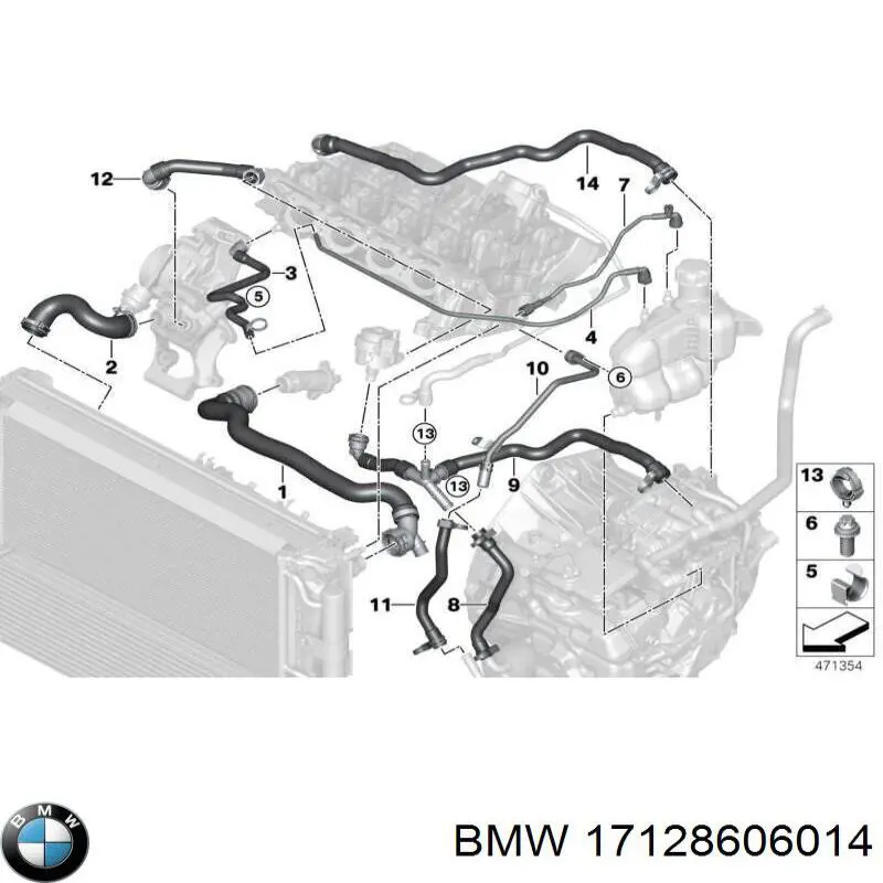 17128606014 BMW Mangueira (cano derivado) de esfriamento de trocador de calor de óleo, fornecimento