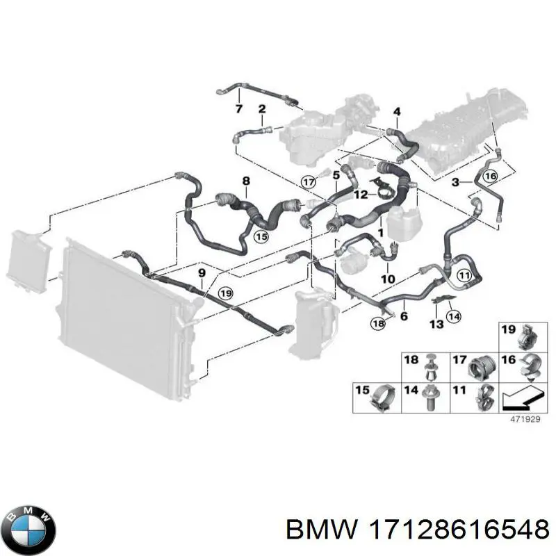 Mangueira (cano derivado) do radiador de esfriamento superior BMW 17128616548 preço, a partir de 165,67 USD