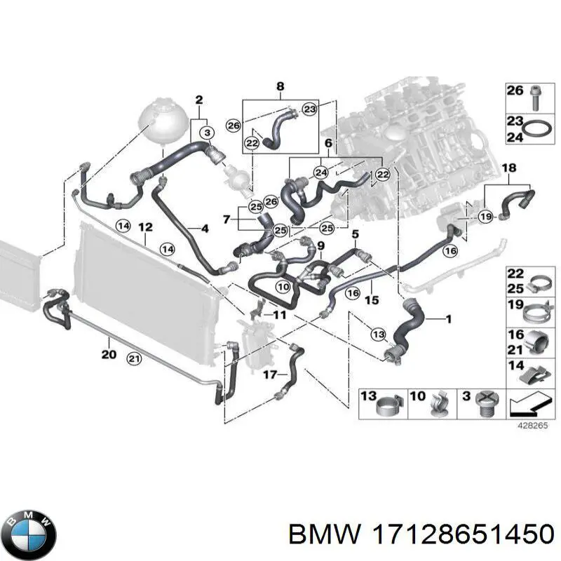 Mangueira superior do tanque de expansão BMW 17128651450 preço, a partir de 28,91 USD