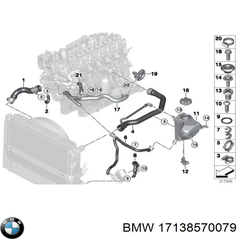 Compre 17138570079 BMW Tanque de expansão do sistema de esfriamento
