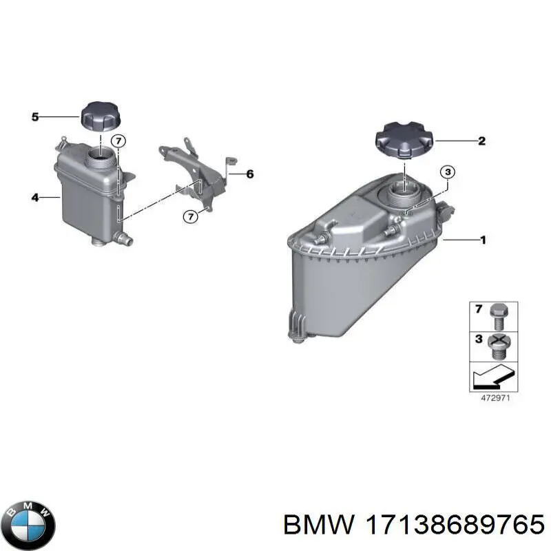 17138689765 BMW Tanque de expansão do sistema de esfriamento