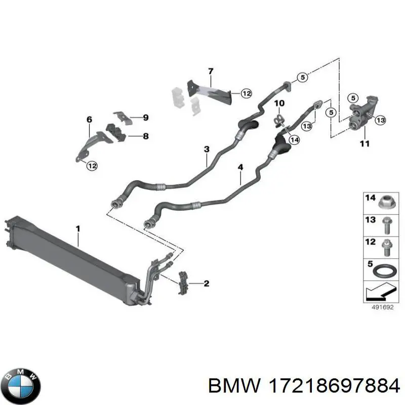 17218697884 BMW Radiador de esfriamento, Caixa Automática de Mudança