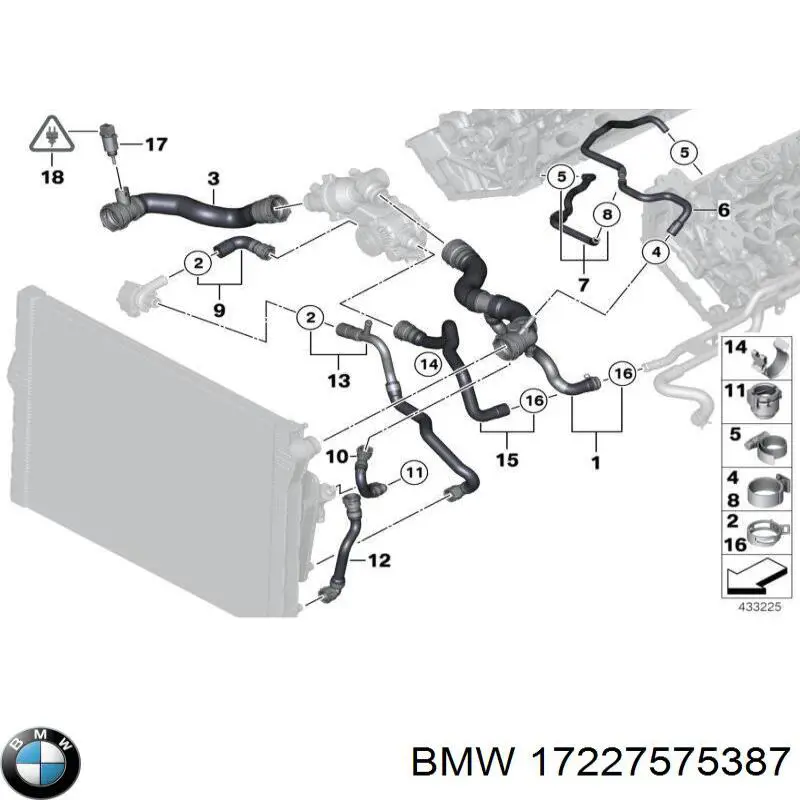 Mangueira (cano derivado) inferior do radiador de esfriamento BMW 17227575387 preço, a partir de 14,15 USD