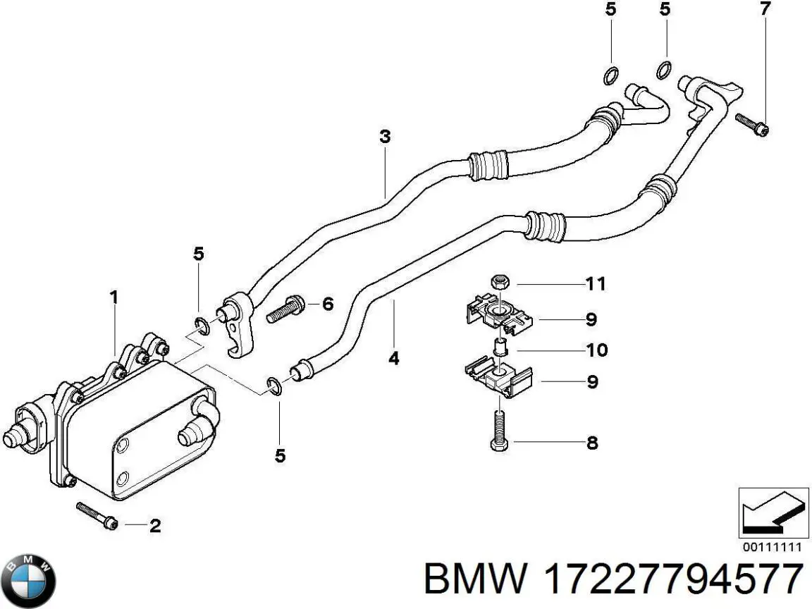 17227794577 BMW Tubo (mangueira) do radiador de óleo, linha de combustível de retorno (de pressão baixa)