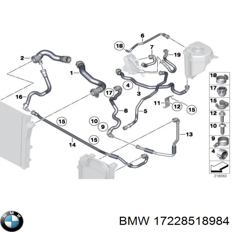 17228518984 BMW Tubo (mangueira) de esfriamento da Caixa Automática de Mudança, fornecimento
