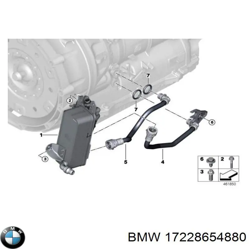 17228654880 BMW Tubo (mangueira) de esfriamento da Caixa Automática de Mudança, linha de combustível de retorno