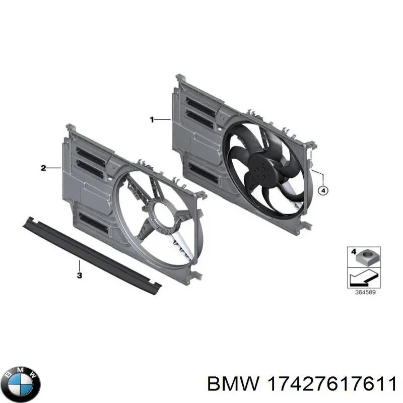 17427617611 BMW Difusor do radiador de esfriamento, montado com motor e roda de aletas