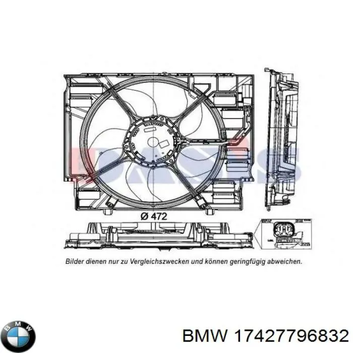 17427796832 BMW Difusor do radiador de esfriamento, montado com motor e roda de aletas