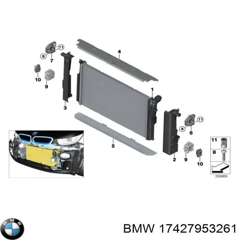 Compre 17427953261 BMW Difusor do radiador de esfriamento
