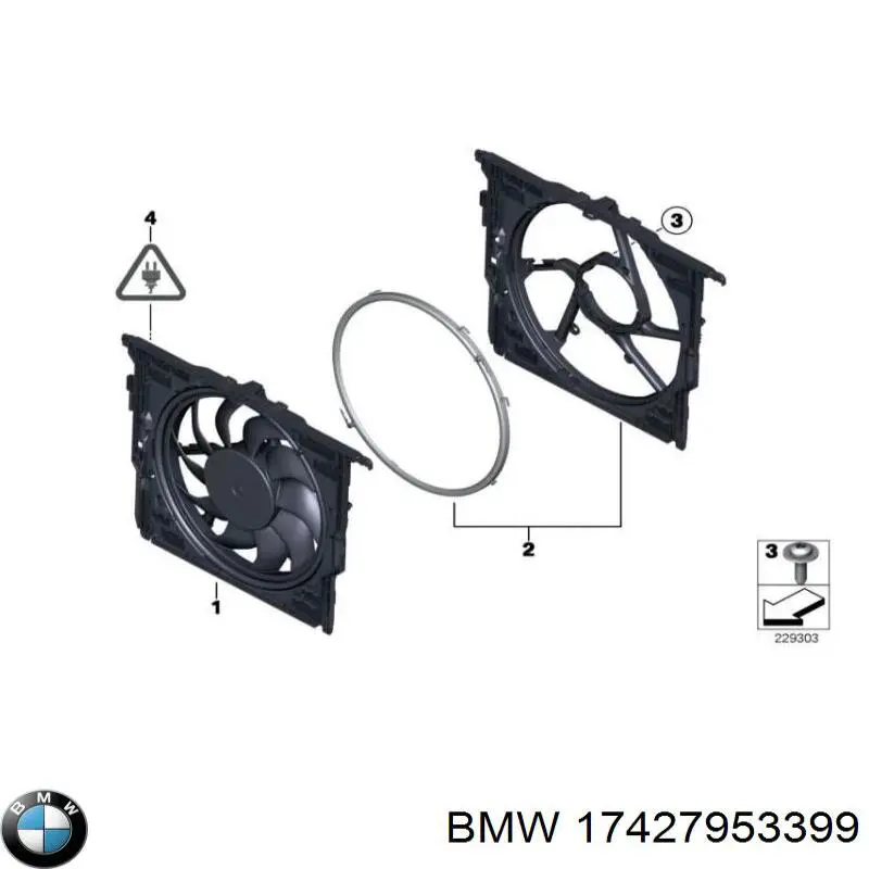 17427953399 BMW Difusor do radiador de esfriamento, montado com motor e roda de aletas