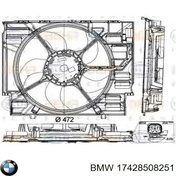 17428508251 BMW Difusor do radiador de esfriamento, montado com motor e roda de aletas