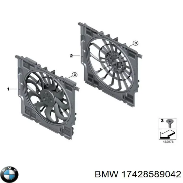 17428589042 BMW Difusor do radiador de esfriamento, montado com motor e roda de aletas