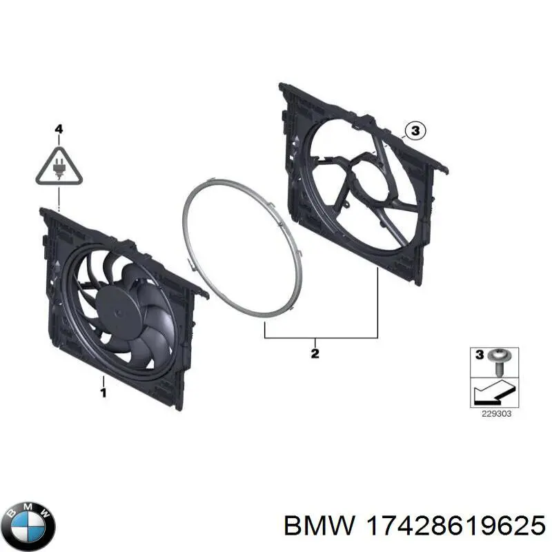 17428619625 BMW Difusor do radiador de esfriamento, montado com motor e roda de aletas
