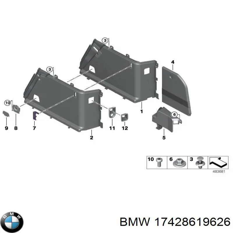 Compre 17427953400 BMW Difusor do radiador de esfriamento, montado com motor e roda de aletas