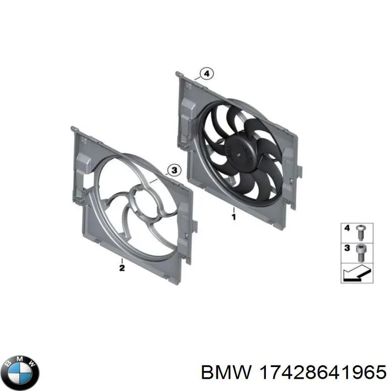 17428641965 BMW Difusor do radiador de esfriamento, montado com motor e roda de aletas