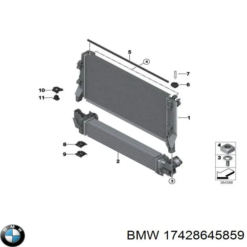 17428645859 BMW Difusor do radiador de esfriamento, montado com motor e roda de aletas