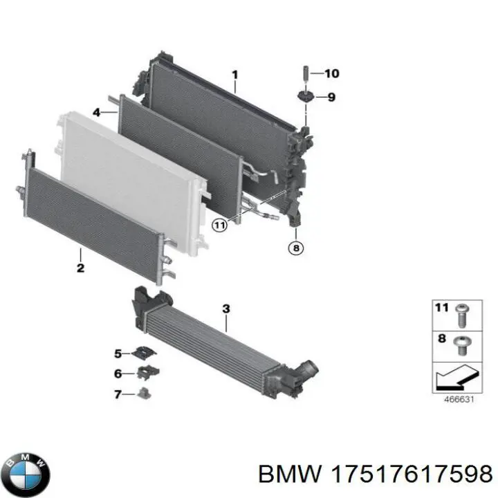 17517617598 BMW Radiador de intercooler