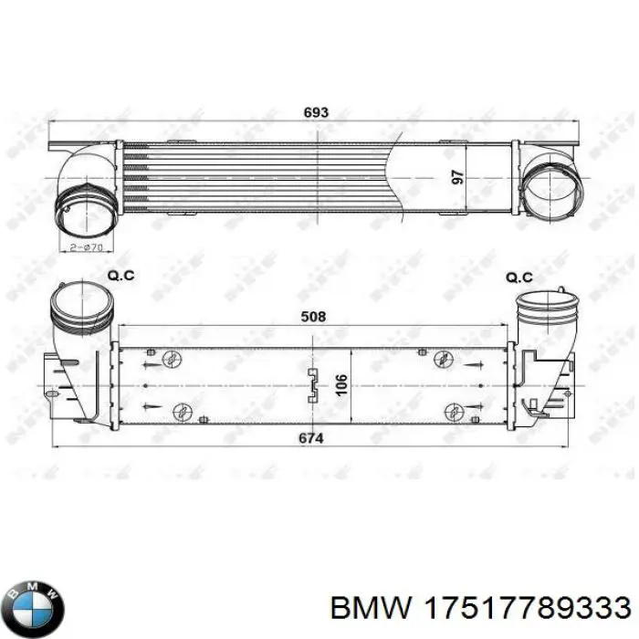 17517789333 BMW Radiador de intercooler