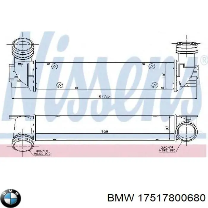 17517800680 BMW Radiador de intercooler