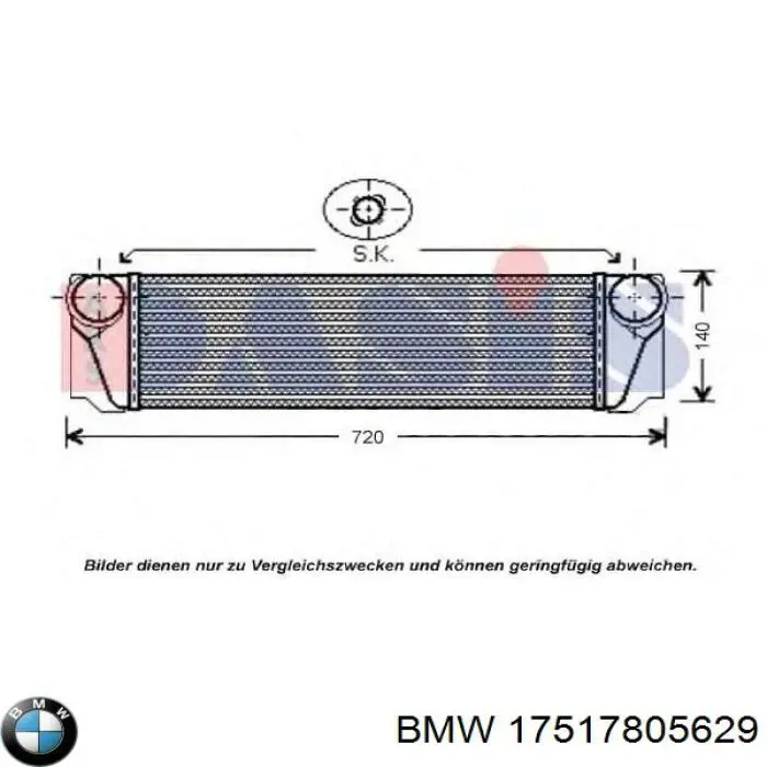 17517805629 BMW Radiador de intercooler