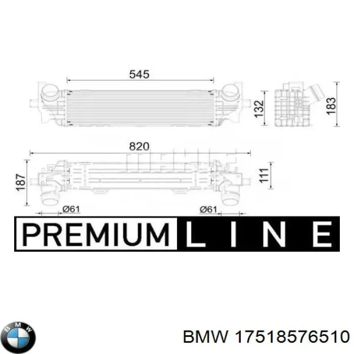 17518576510 BMW Radiador de intercooler