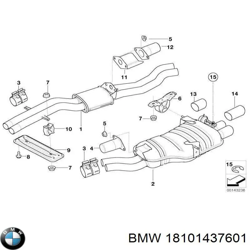 Compre 18101437601 BMW Silenciador, parte traseira