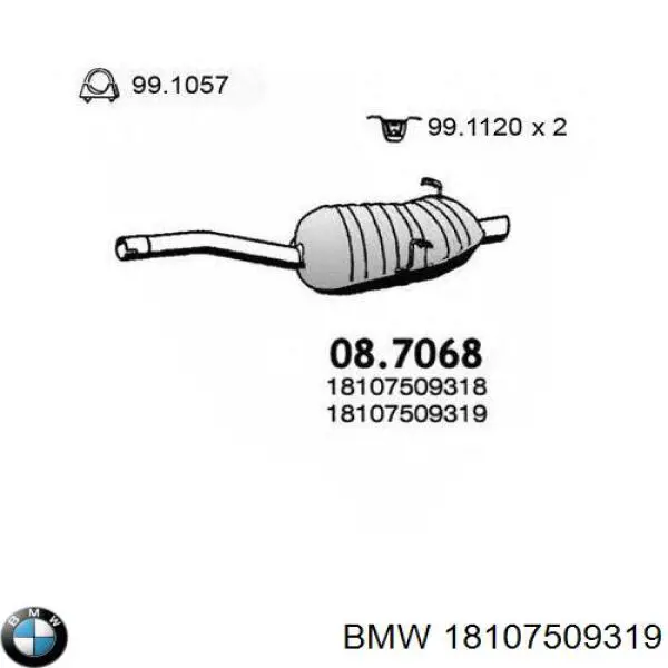 Compre 18107509319 BMW Silenciador, parte traseira