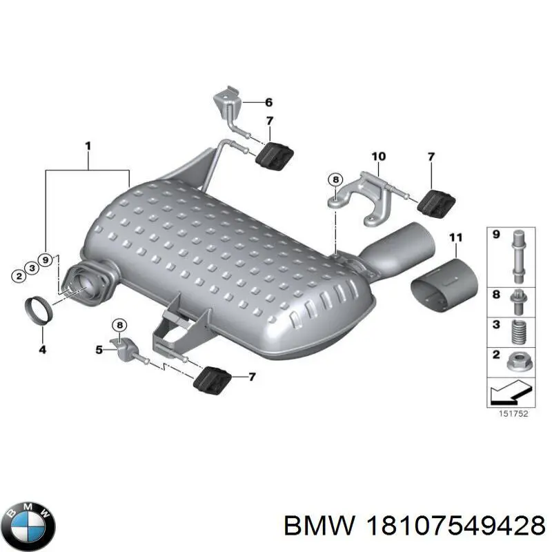 Silenciador, parte traseira BMW 18107549428 preço, a partir de 182,89 USD