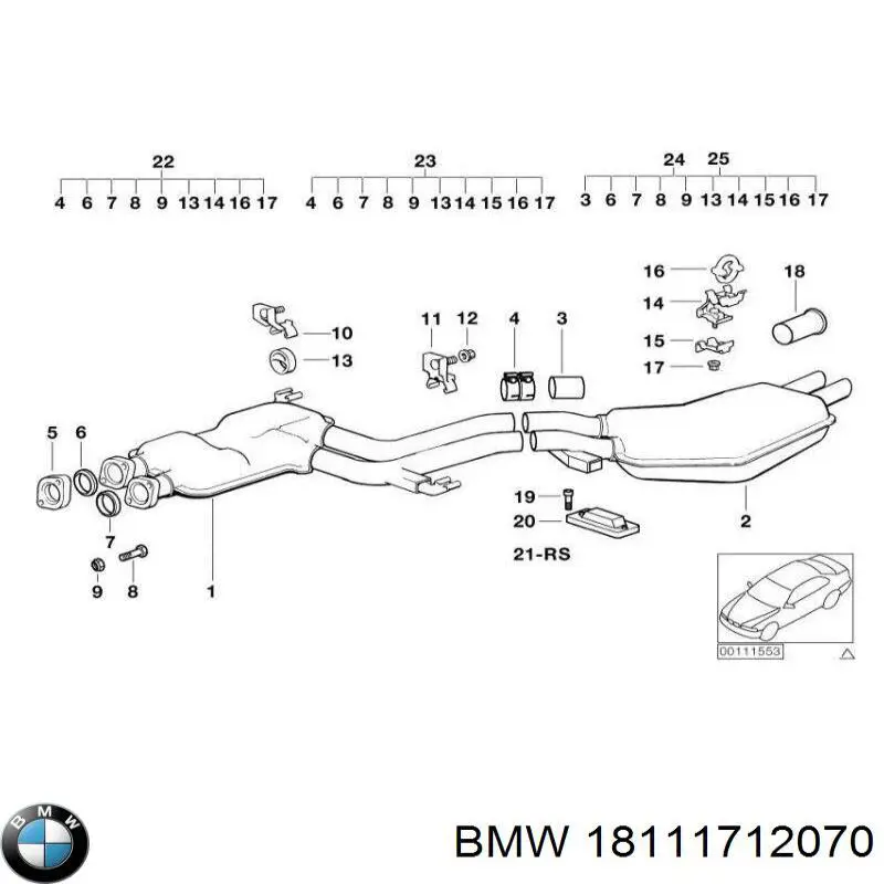 Compre 18111712070 BMW Silenciador, parte traseira