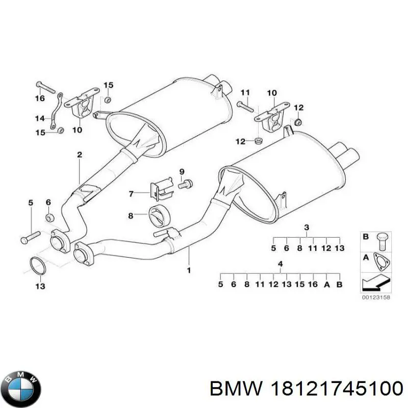 Silenciador, parte traseira para BMW 7  E38