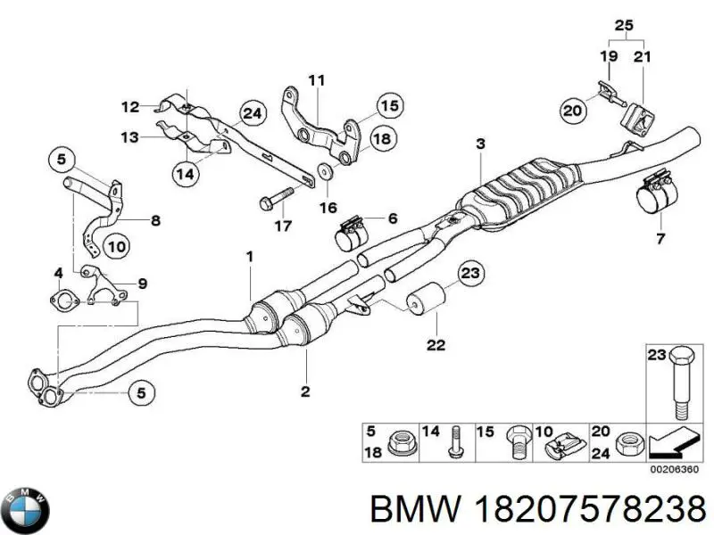 Compre 18207578238 BMW Braçadeira do silenciador traseira