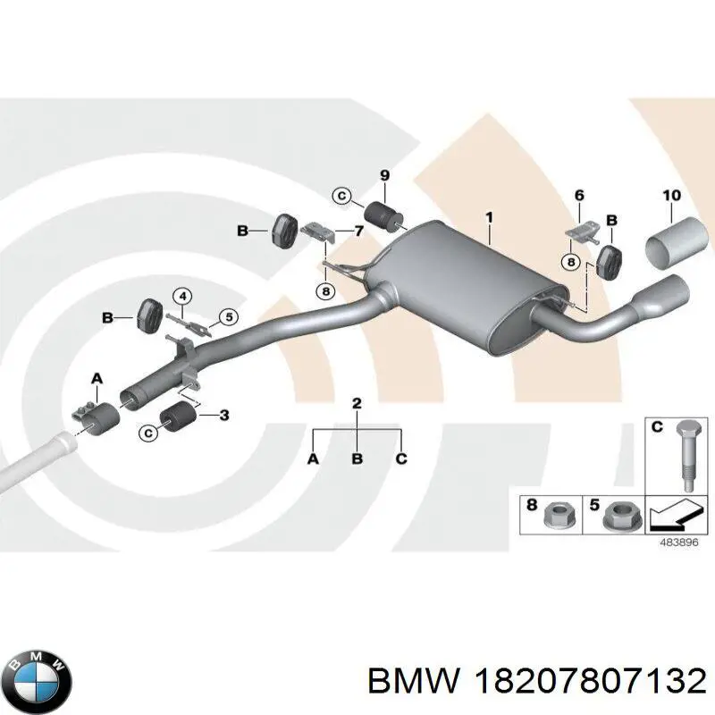 Coxim de fixação do silenciador 18308513515 BMW