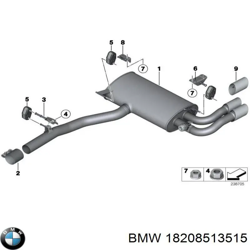 Coxim de fixação do silenciador 18308513515 BMW