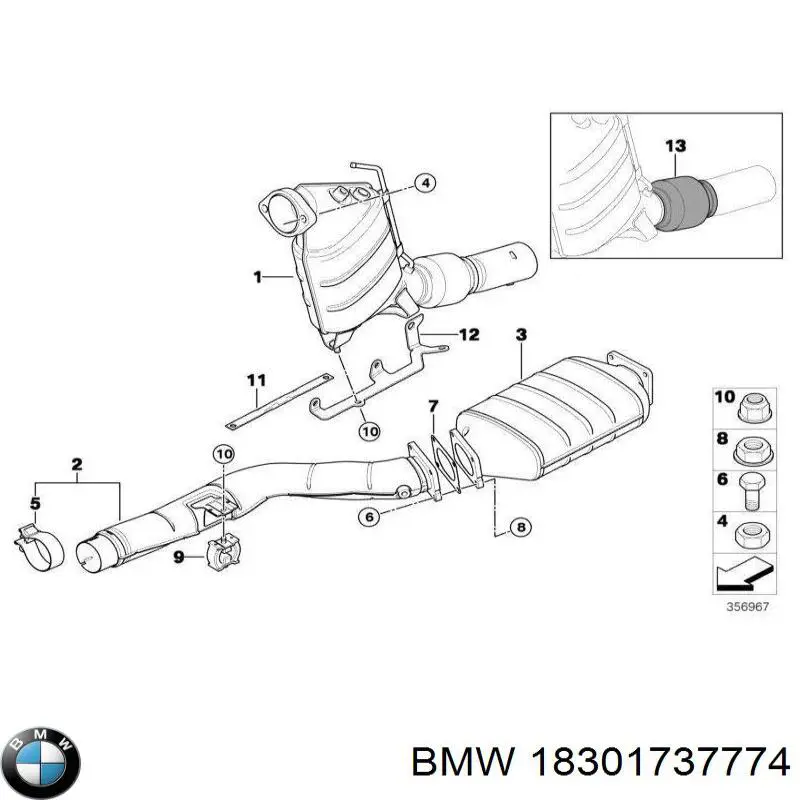 Compre 18301737774 BMW Porca de tubo coletor de escape