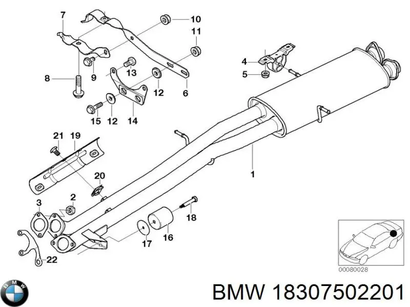 Silenciador, parte central BMW 18307502201 preço, a partir de 885,14 USD