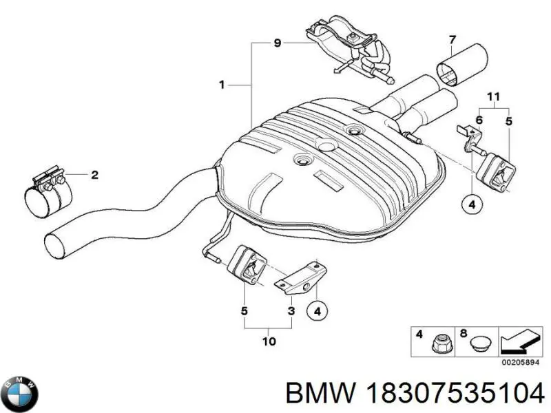 Silenciador, parte traseira BMW 18307535104 preço, a partir de 247,13 USD