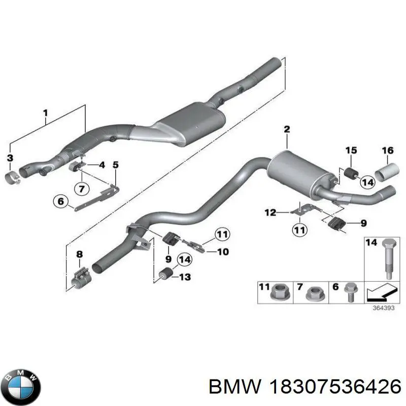 18307536426 BMW Braçadeira do silenciador traseira