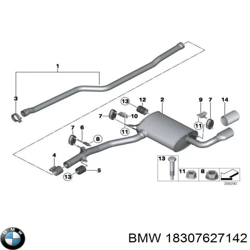 18307627142 BMW Silenciador, parte traseira