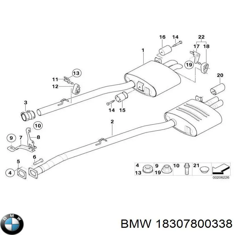 Silenciador, parte traseira para BMW 5  E61
