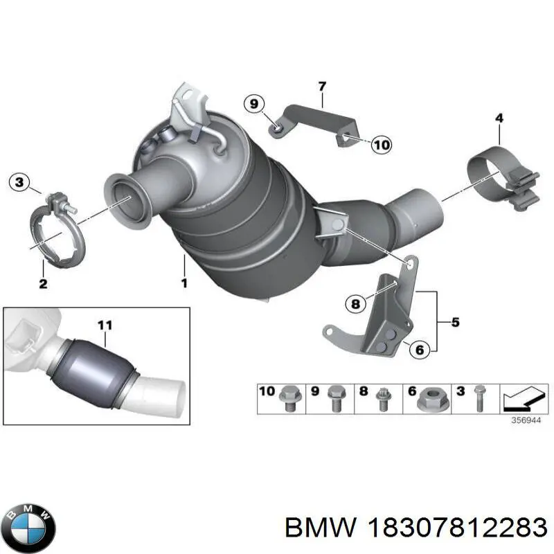 Filtro de partículas do sistema dos gases de escape BMW 18307812283 preço, a partir de 610,48 USD
