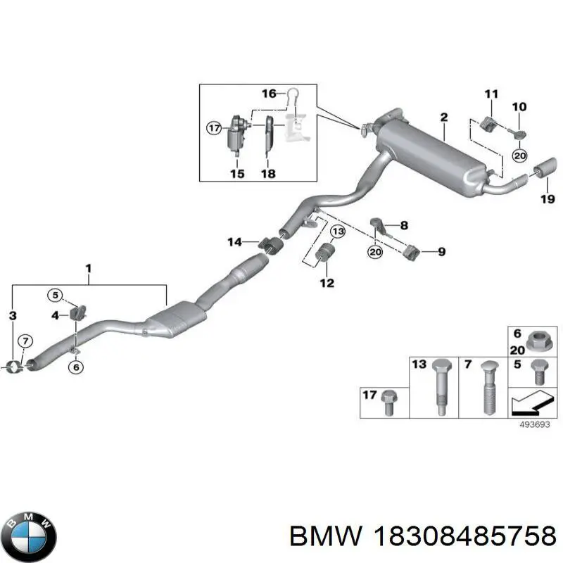 18308485758 BMW Bocal para o silenciador