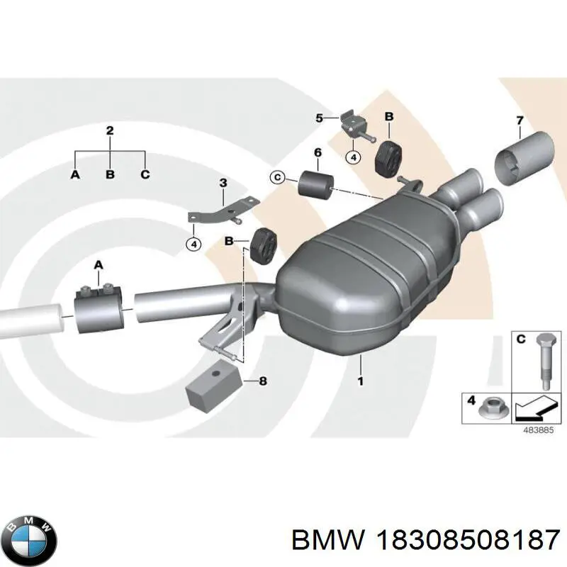 18308508187 BMW Silenciador, parte traseira