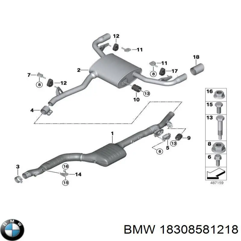 Compre 18308581218 BMW Braçadeira do silenciador traseira