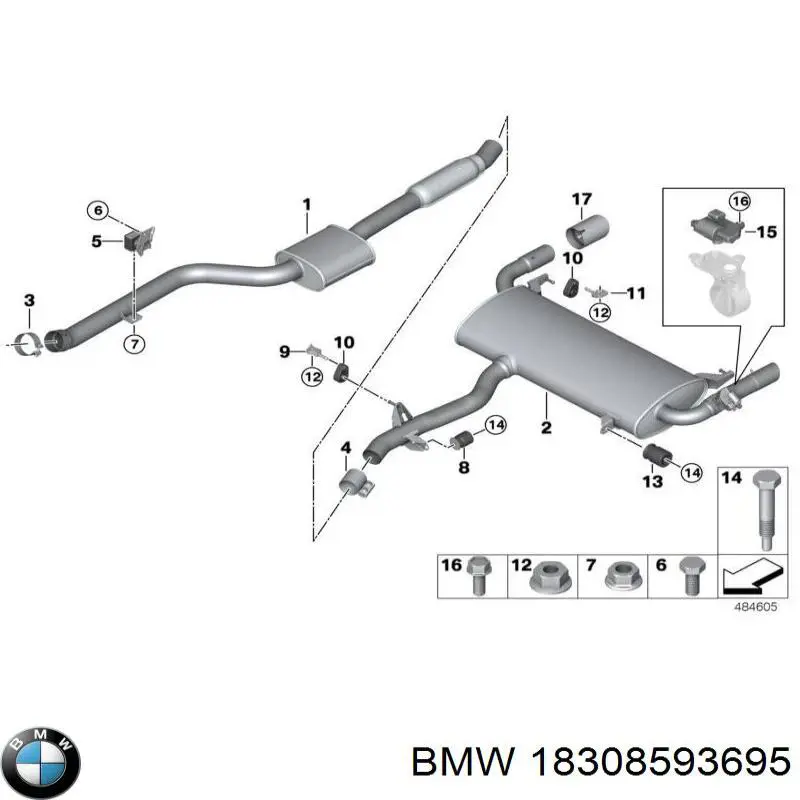 18308593695 BMW Consola de tubo de admissão do silenciador