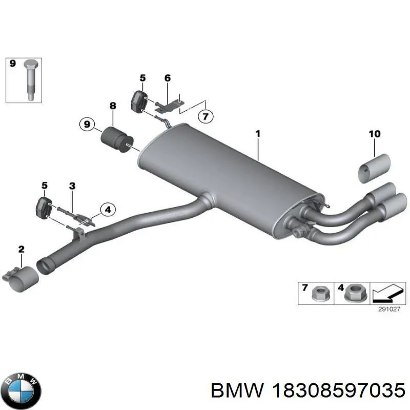 Compre 18308597035 BMW Silenciador, parte traseira