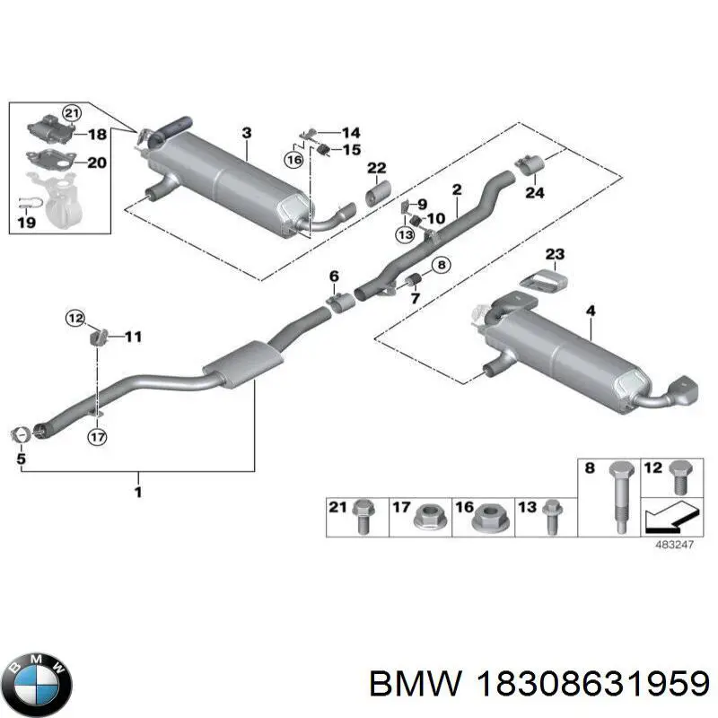 18308631959 BMW Bocal para o silenciador