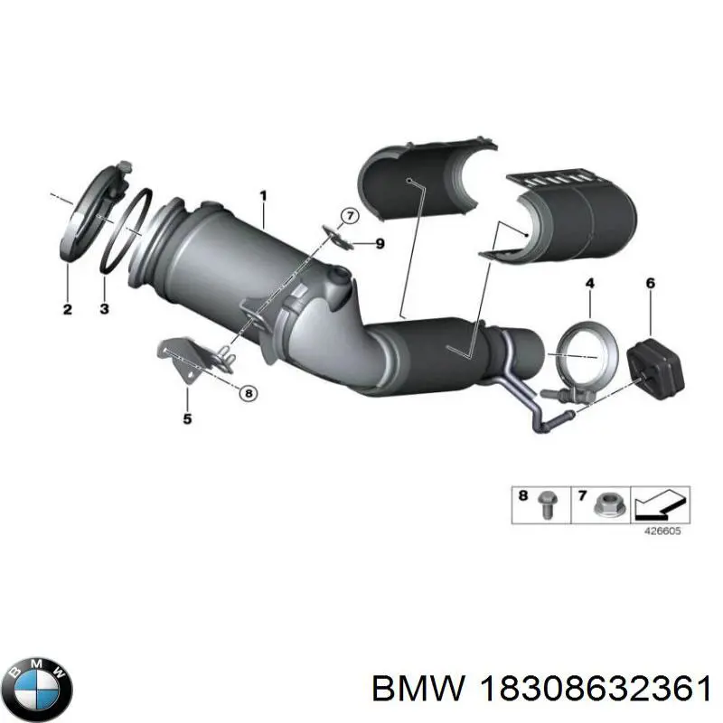 Compre 18308632361 BMW Braçadeira do silenciador traseira